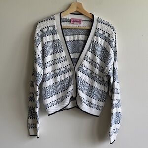 Andrea’s Black White Fair Isle Knit Cardigan Women’s